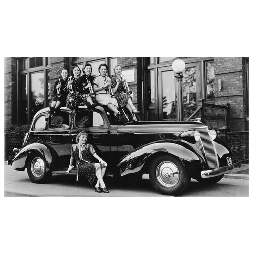         (Girls on the roof retro car) 70. x 40. 2190