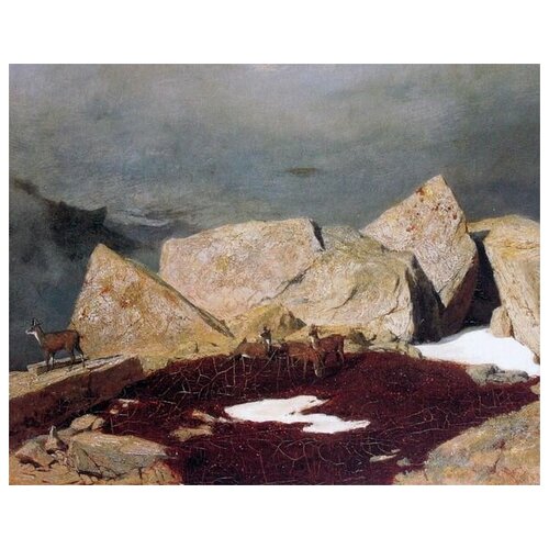       (High mountains with chamois)   50. x 40. 1710