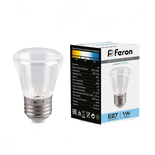 // Feron   Feron E27 1W 6400K  LB-372 25908 55