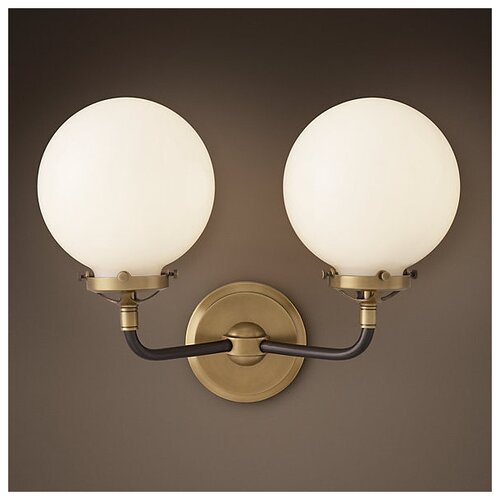  Bistro Globe Clear Glass Double Sconce Brass Milk 11800