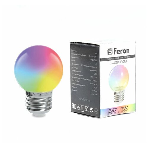 ����� ������������ Feron LB-37 ����� ������� E27 1W RGB ������� ����� ����� 38126 107�