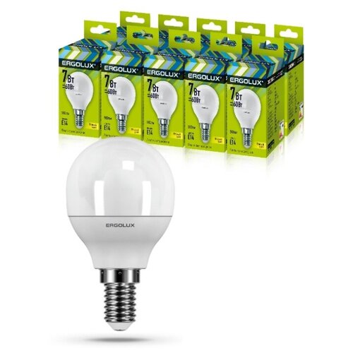 ����� �� 10 ������������ �������� Ergolux LED-G45-7W-E14-3K 770�