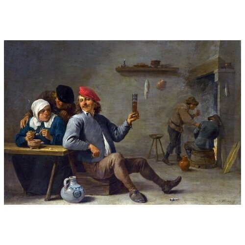           (A Man holding a Glass and an Old Woman lighting a Pipe)    43. x 30. 1290