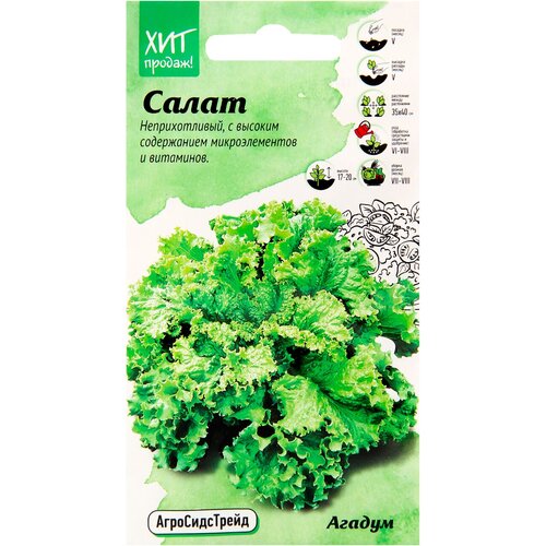Салат Агадум 1г АСТ листовой, семена салата на посадку, зелень для выращивания, овощи для открытого грунта 169р