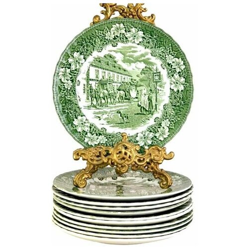 Тарелки для второго Royal Tudor Vare, посуда, зеленая, английская, фарфор, фаянс, винтаж, подарок,Англия 3400р