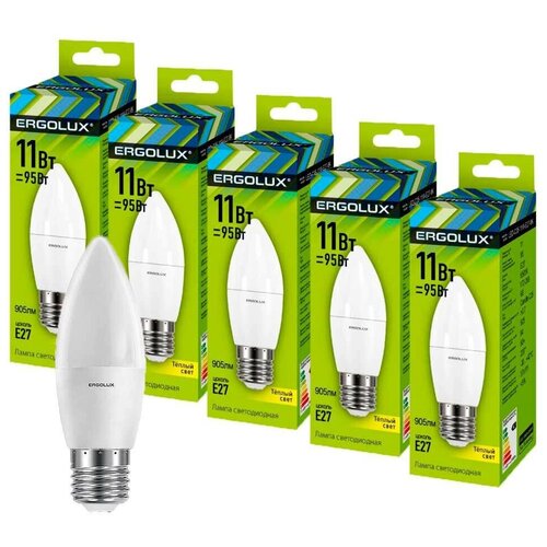 Ergolux  C35 E27 11W(905lm 220) 3000K 2K  111x37 LED-C35-11W-E27-3K (. 690347) 160