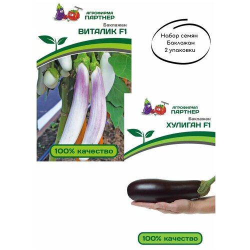 Семена Баклажан 2 вида: баклажан виталик F1,баклажан хулиган F1 2 упаковки по 10 штук. 799р