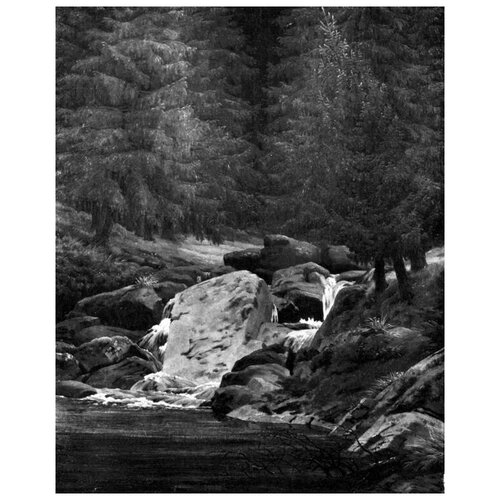����������� �� ������ �������� ��� � ��������� (Pine forest with waterfall) ������� ������ ����� 40��. x 50��. 1710�