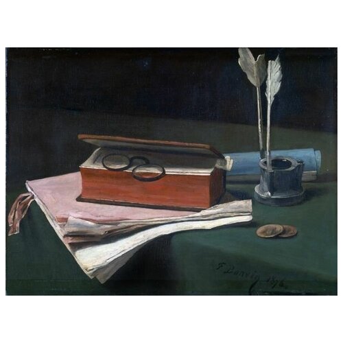 ����������� �� ������ ��������� � �������, ����������� � ������������ (Still Life with Book, Papers and Inkwell) ������ ������� 67��. x 50��. 2470�