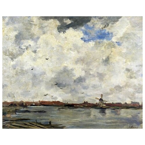          .    (A Windmill and Houses beside Water - Stormy Sky)   62. x 50.,  2320   