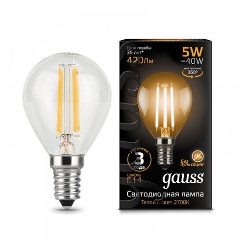 Gauss  Filament  5W 420lm 2700 14 LED 3  (. 105801105) 770