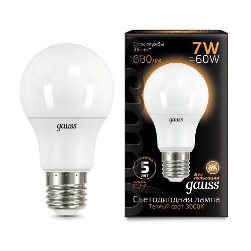  Gauss  A60 7W 680lm 3000K E27 LED 3  (. 102502107),  734  gauss