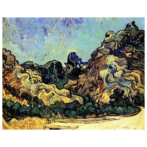 ����������� �� ������ ���� � ���-���� � ������ ��������� (Mountains at Saint-Remy with Dark Cottage) ��� ��� ������� 51��. x 40��. 1750�