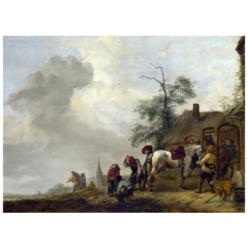 ����������� �� ������ ������, ���������� ������ ��� ����������� ������� (A Horse being Shod outside a Village Smithy) �������� ������ 41��. x 30��. 1260�