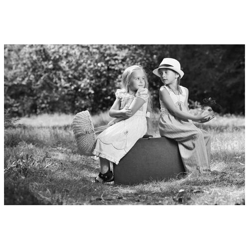         (Children sitting on a suitcase) 60. x 40.,  1950   