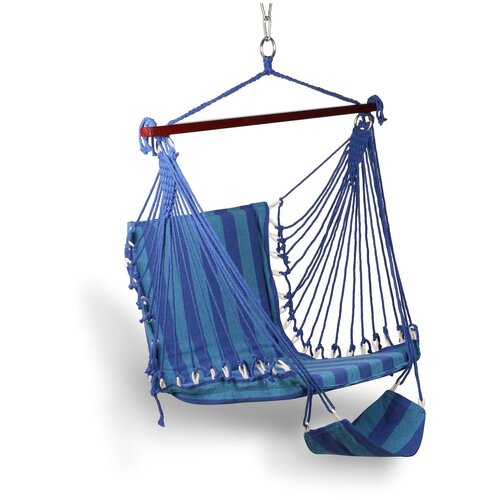 Гамак-Кресло INDIGO тканевый с подножкой IN185 Темно-синий-голубой 100*60см 3553р