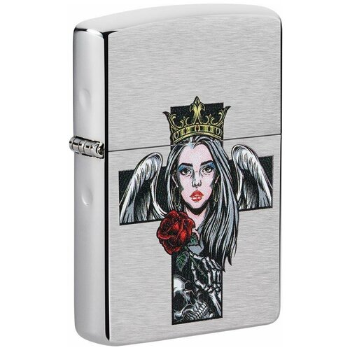    ZIPPO Classic 49262 Cross, Queen and Skull Design   Brushed Chrome - ,    3990