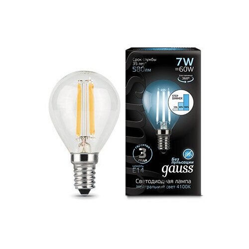 Gauss  Filament  7W 580lm 4100 14 .  LED 3  (. 105801207-S) 734