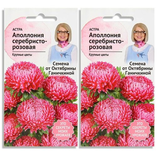 Набор семян Астра Аполлония серебристо-розовая 0.2 г - 2 уп. 239р