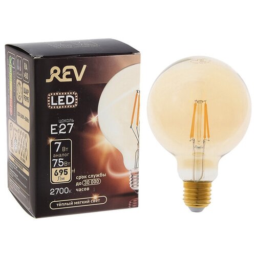    REV LED FILAMENT VINTAGE, G95, E27, 7 , 2700 K, ,  ,  707  RECOM