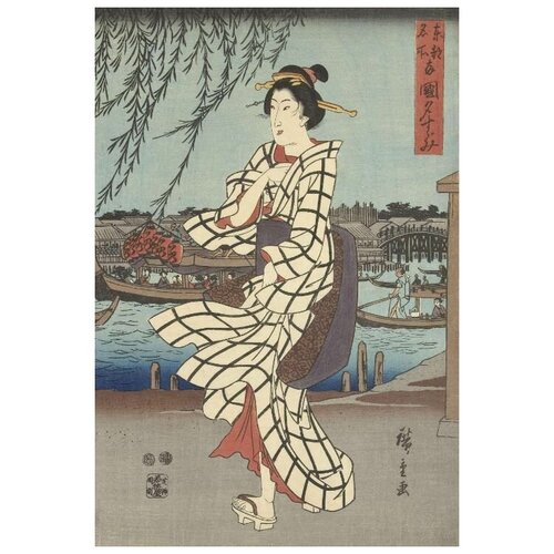      (1847-1848) (Beroemde plekken in de Oostelijke hoofdstad: Genietend van een avondbriesje bij de Ryogoku brug)   50. x 74. 2650