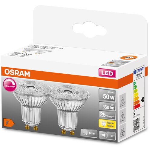 LSSPR16D5036 4,5W/927 230V 36 350lm GU10  1X2 DIM LED  OSRAM 552