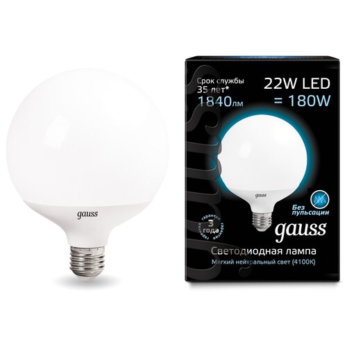   Gauss Black LED G125 E27 22W 4100K 105102222 899