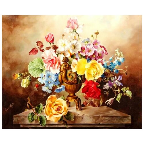 ����������� �� ������ ����� � ���� (Flowers in a vase) �59 ������� ������� 37��. x 30��. 1190�