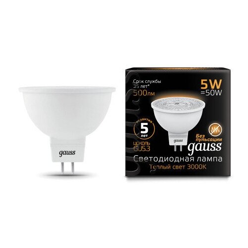 Gauss ����� MR16 5W 500lm 3000K GU5.3 LED 3 �� (���. 101505105) 907�