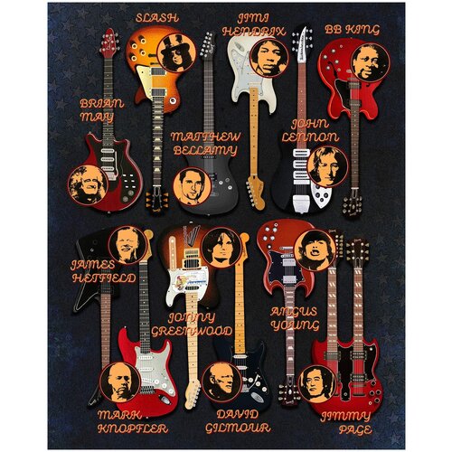 Постер / Плакат / Картина Guitar legends 50х70 см в подарочном тубусе 1090р