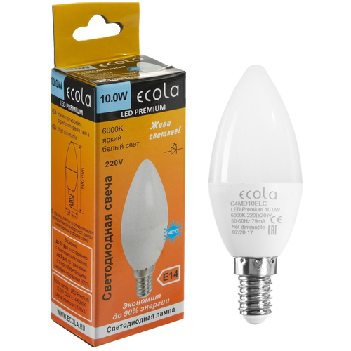 Ecola   E14 10W 6000K 100x37 Premium 163