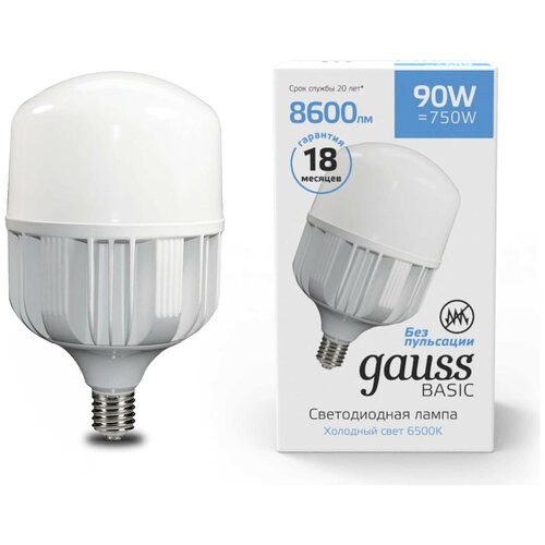  Gauss Basic T160 AC180-240V 90W 8600lm 6500K E40 LED 1/6 1040