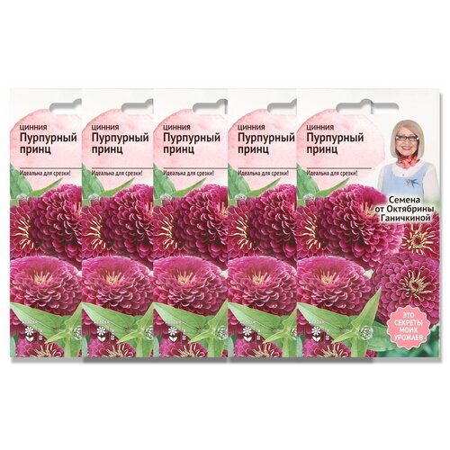 Набор семян Цинния Пурпурный принц 0.5 г - 5 уп., семена однолетних цветов 449р