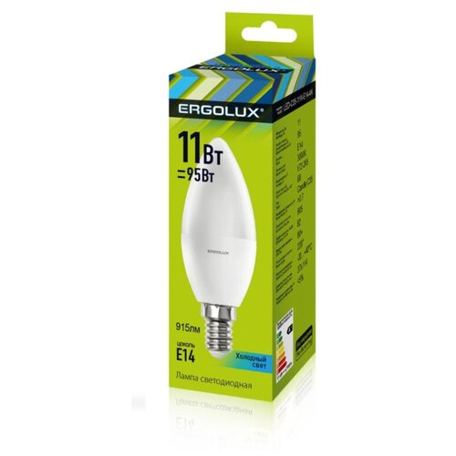 Ergolux  C35 E14 11W(915lm 220) 4500K 4K  111x37 LED-C35-11W-E14-4K (. 690352) 155