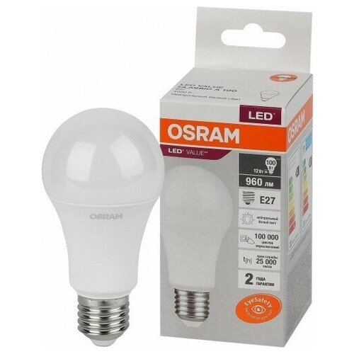   LED LV CLA 60 12W E27 4000K 960lm  118x60 (10/.) Osram,  1133  Osram