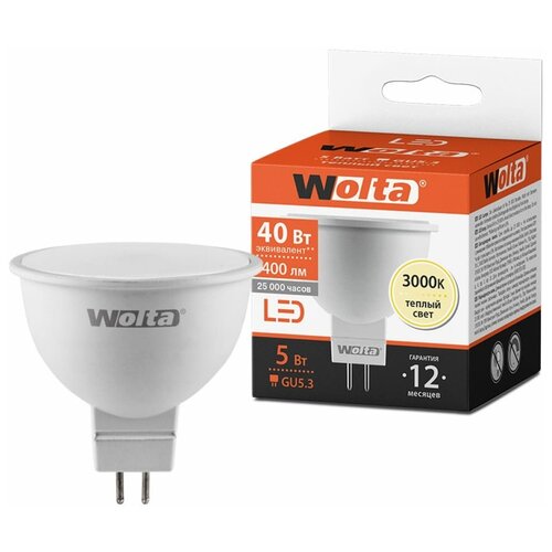  Wolta  / MR16 GU5.3 220V 5W (400lm) 3000 3K 50x55x55 25YMR16-220-5GU5.37,  153  Wolta