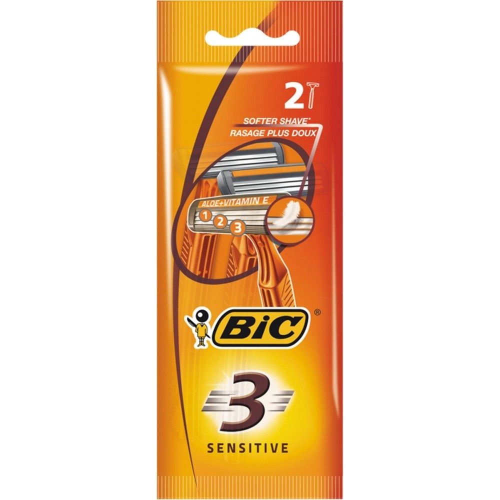 Bic Бритвенный станок с 3 лезвиями BIC3 Sensitive для чувствительной кожи блистер 2 штуки 95р