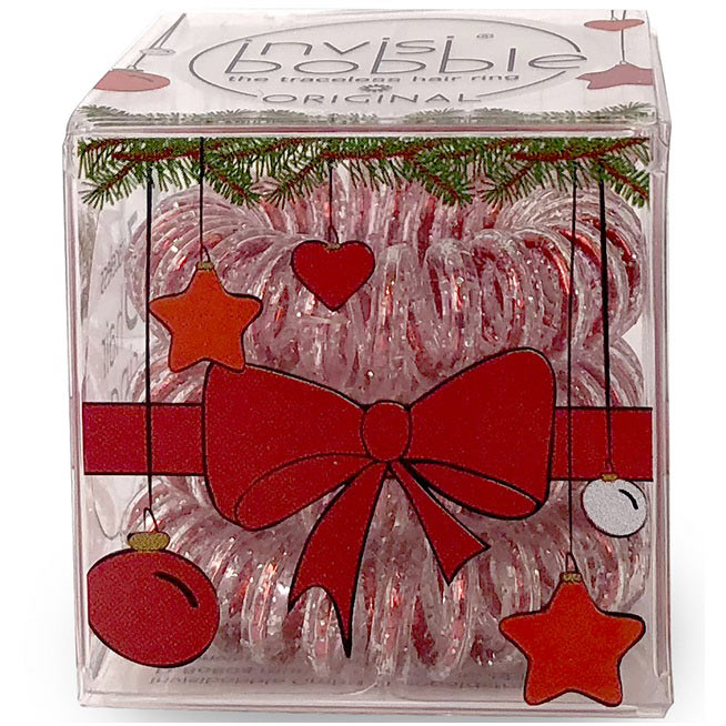Invisibobble Резинка-браслет для волос ORIGINAL Christmas Glitter прозрачный-красный (3146) 330р