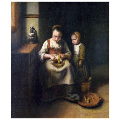       (A Woman scraping Parsnips, with a Child standing by her)   40. x 48. 1680