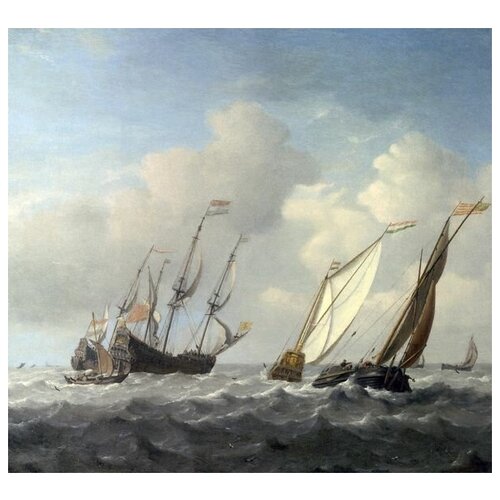     ,     (A Dutch Ship, a Yacht and Smaller Vessels in a Breeze)      54. x 50. 2090
