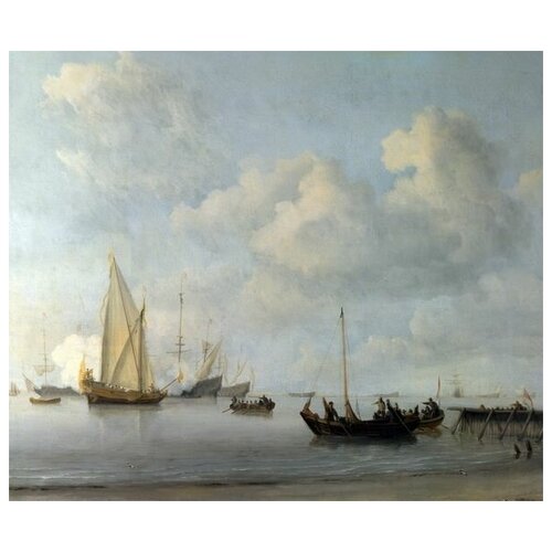       (Boats pulling out to a Yacht in a Calm)      36. x 30. 1130