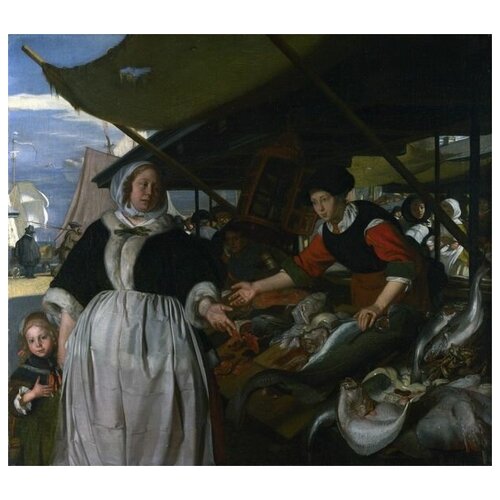          (Adriana van Heusden and Daughter at the Fishmarket)   34. x 30. 1110