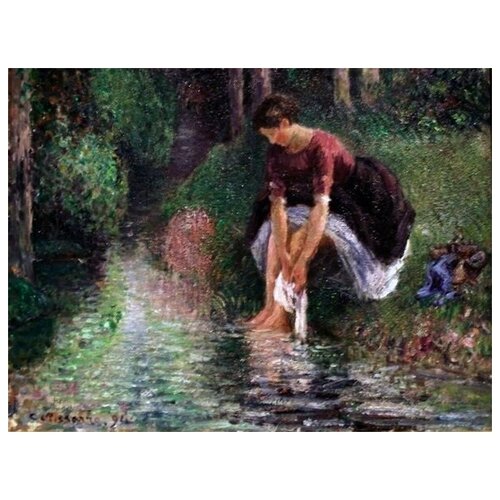         (Woman Washing Her Feet in a Brook)   67. x 50. 2470