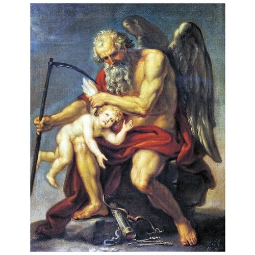      ,        (Saturn with a scythe, sitting on a stone and cut the wings of Cupid)   50. x 64. 2370